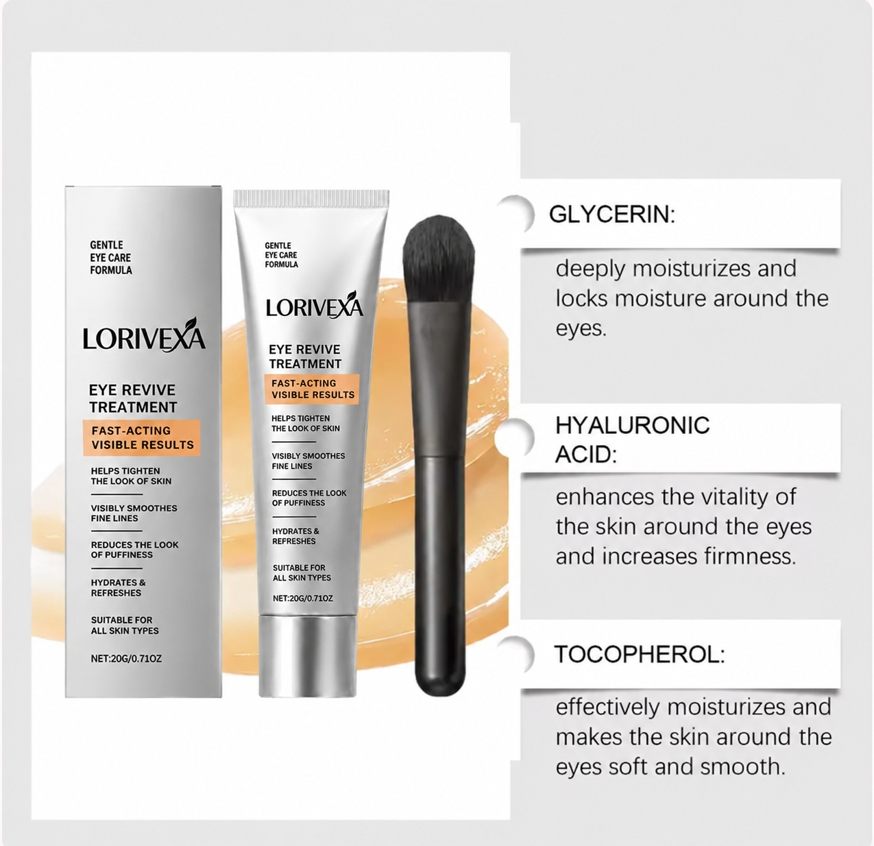 Lorivexa Instant Eye Tightener – Visible Smoothing in 90 Seconds
