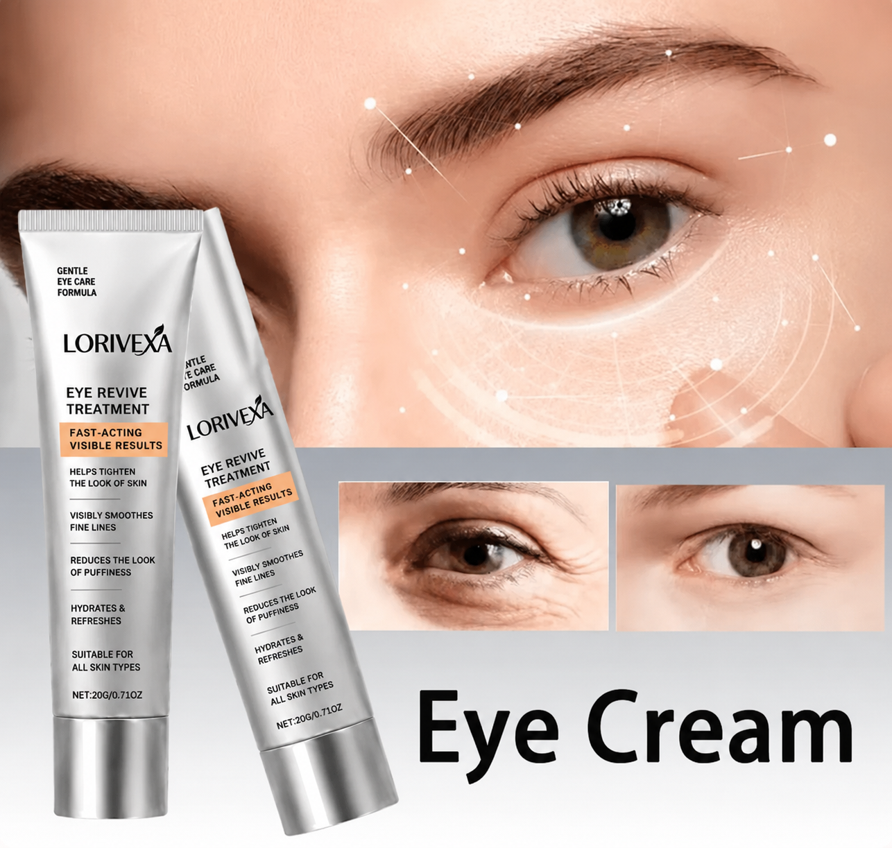 Lorivexa Instant Eye Tightener – Visible Smoothing in 90 Seconds